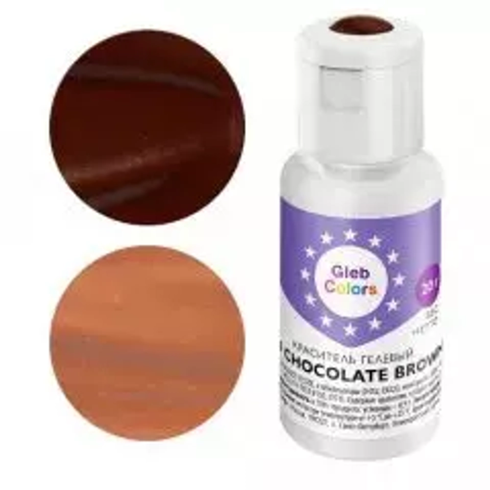 Краситель гелевый GLEB (CAKE) COLORS 104 Шоколадный (CHOCOLATE BROWN), 20 г