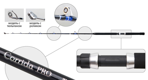 Спиннинг штекерный угольный 2 колена S Master 3055 Corrida Pro IM6 (300-500) 2,15 м с роликом