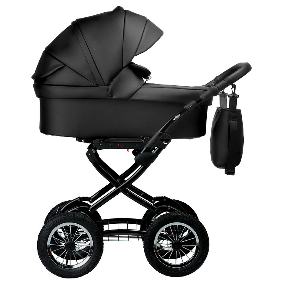 Детская коляска Indigo Barbara Eco Classic 2 в 1 Be03 черная кожа