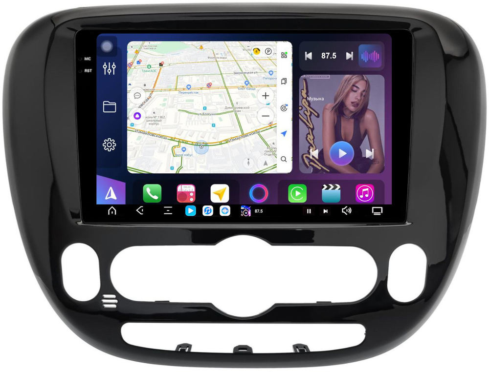 Магнитола для KIA Soul 2 2014-2019 PS (климат на штатном экране) - FarCar GX9-7002CL16 монитор 9.5" 2K QLED на Android 14, TS20, 6+128Гб, CarPlay, 4G SIM-слот