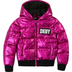 Куртка демисезонная с капюшоном DKNY Фуксия/Отделка: черная резинка (Девочка)