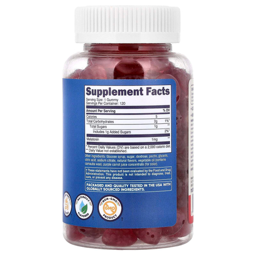 Nutricost, мелатонин, для детей от 4 лет, клубника, 1 мг, 120 жевательных мармеладок