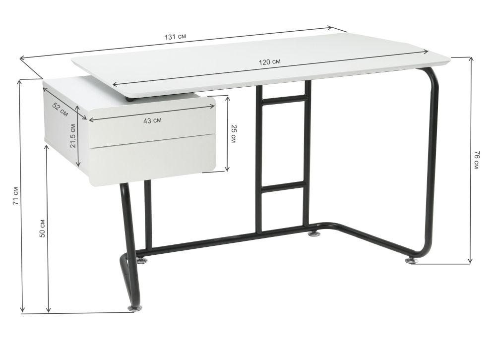 Компьютерный стол Desk 131х58х76 white / black