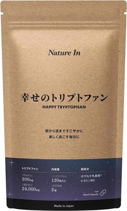 Триптофан с молочнокислыми бактериями и витамином B6 HappyTryptophan от Nature In, 120капсул