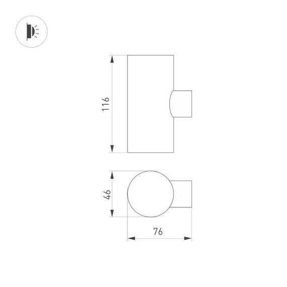 Уличный настенный светодиодный светильник Arlight KT-Ray-Wall-Twin-R46-2X3W Warm3000 034137