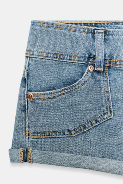 ZARA ДЖИНСОВЫЕ МИНИ-ШОРТЫ С КАРМАНАМИ, СИНИЙ