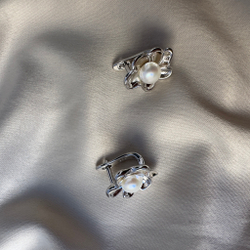 Серьги бижутерия "Белая Сакура" с натуральным жемчугом