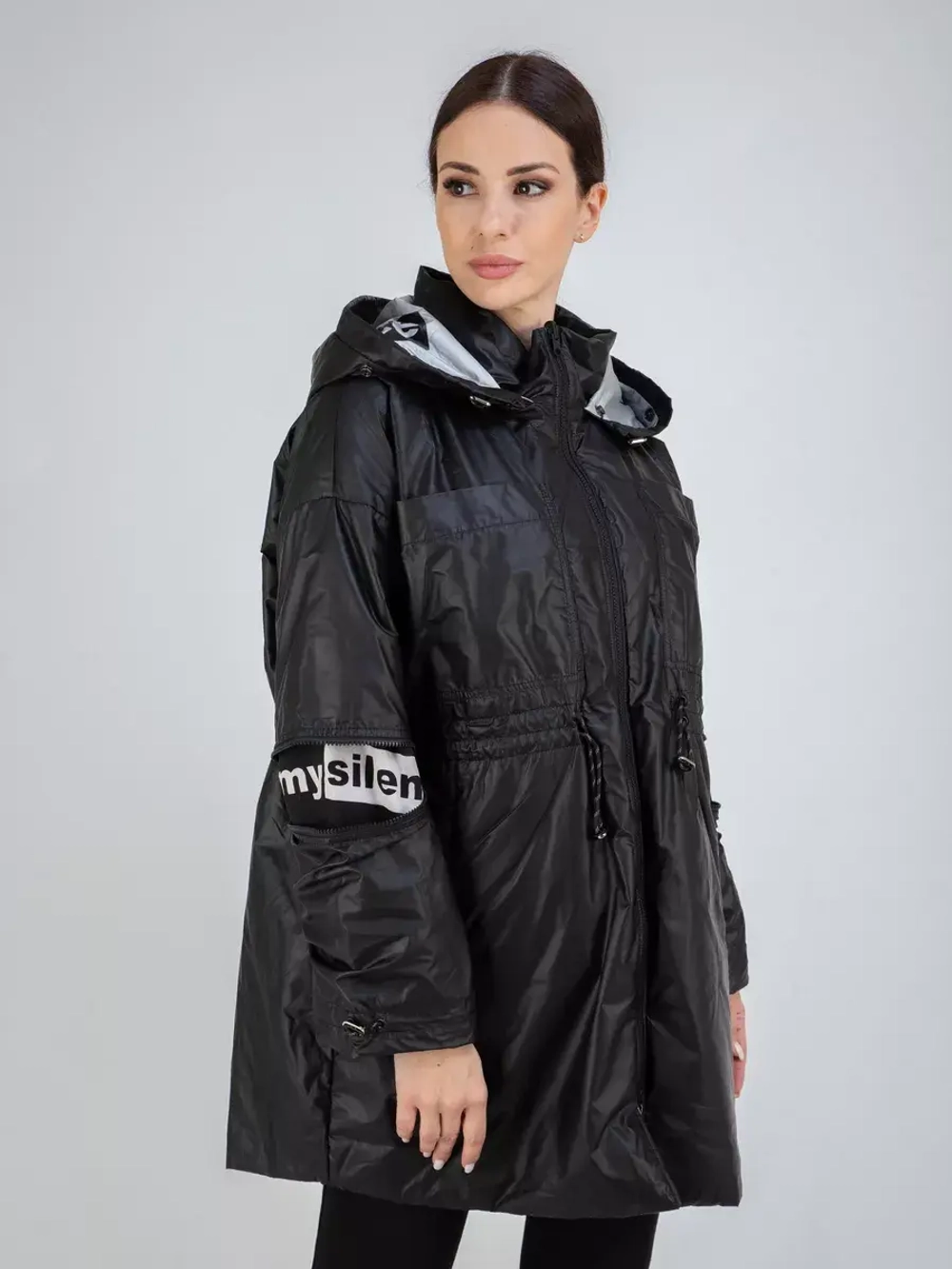 Плащ осенний с мехом оверсайз пальто двухсторонний