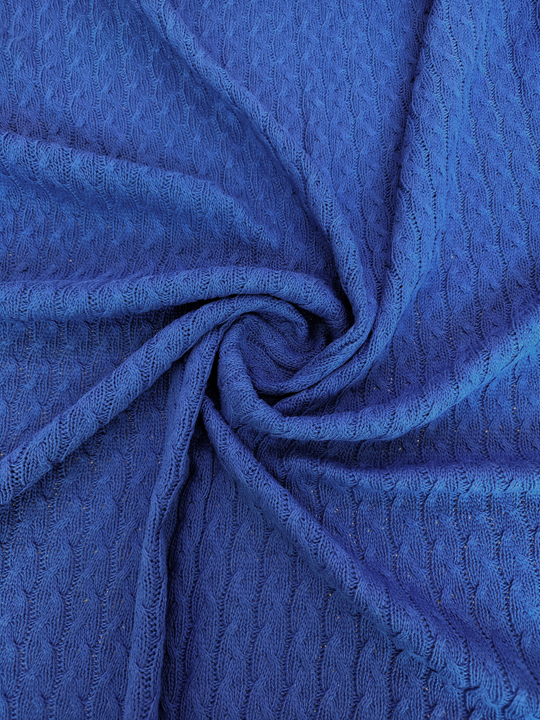Трикотаж вязанный, косичка большая, василек, хлопок OXYGEN
