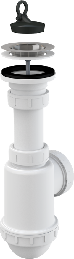 Cифон Alca Plast A441-DN50/40 для мойки c нержавеющей peшeткой 70 мм