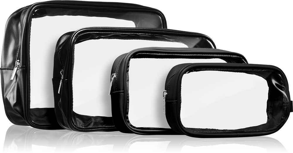 Notino Travel Collection Clear Organizer Set - Набор для путешествий Черный Black, 4 szt.