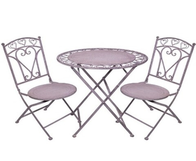 Набор из садового стола (D70xH75см) и 2-х стульев(40x48/H95см) "Сердечки"