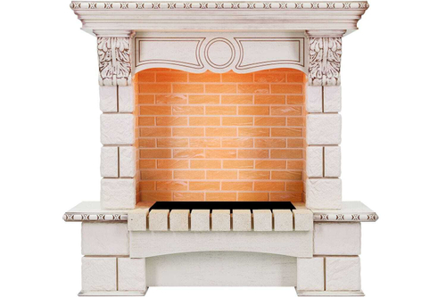 Каминокомплект Pierre Luxe угловой - Слоновая кость / Шампань с очагом Cassette 600 NH