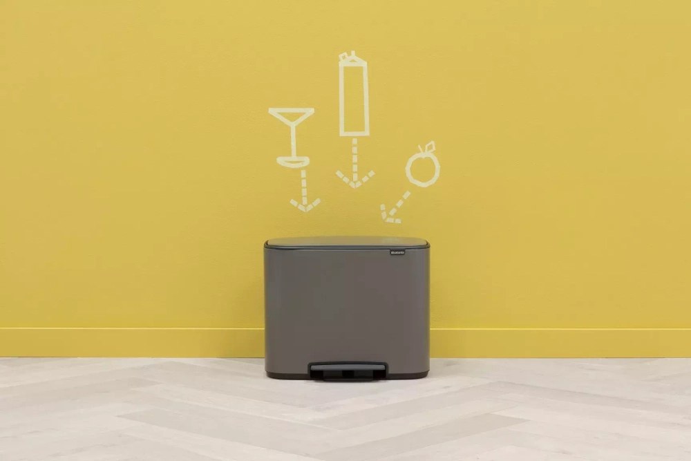 Brabantia - Контейнер для мусора Bo 3х11л с сегрегацией, платина / артикул   121067  / GTIN 8710755121067