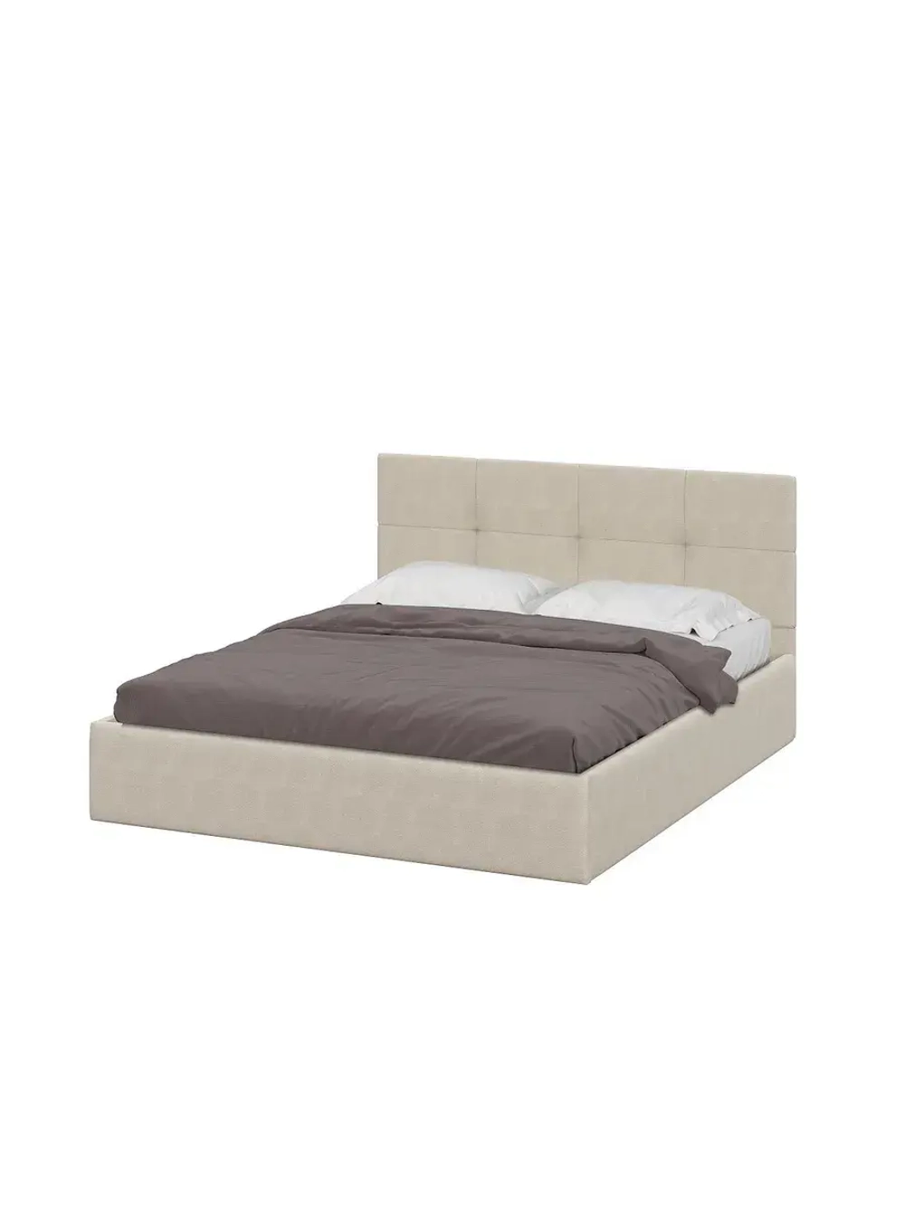 Кровать двухспальная 160х200 мягкая спинка Ткань бежевый