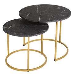 Стол журнальный МеталлАрт М001 черный мрамор/золото