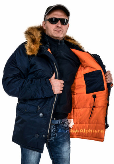 Куртка Аляска Alpha Slim Fit N-3B (т. синяя - r.blue/orange)