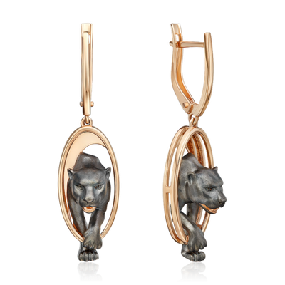 Серьги «Королевы саванны» с английским замком из красного золота 02-5302-00-000-1110