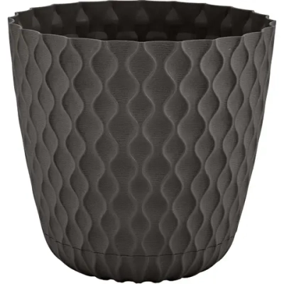 Горшок для цветов InGreen Wave с дренажной сеткой и съемным поддоном 4,7л, D205мм, горьки