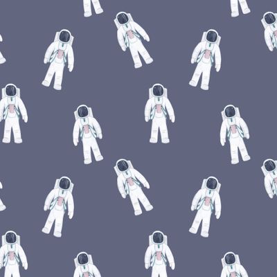 Космонавт. Акварельный минималистичный принт на синем фоне