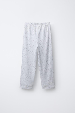 ZARA ВАФЕЛЬНАЯ ПИЖАМА С ЦВЕТОЧНЫМ ПРИНТОМ, СЕРЫЙ МЕЛАНЖ