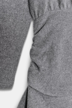 ZARA МЯГКОЕ ПЛАТЬЕ С ПОЯСОМ, СЕРЫЙ МЕЛАНЖ