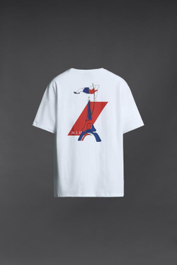 ZARA ФУТБОЛКА С ПРИНТОМ PARIS, БЕЛЫЙ