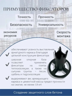 Фиксатор арматуры ФС 50, стульчики для арматуры 50 мм для сыпучего грунта, 250 шт