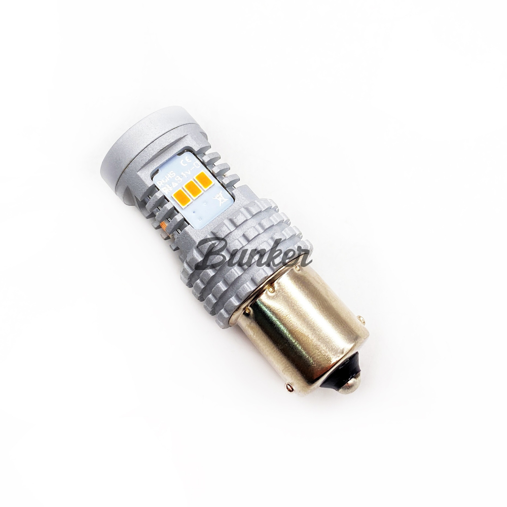Светодиодная автомобильная LED лампа TaKiMi 1156-3020-14SMD (P21W) 180*,Оранжевый,Не полярная,12V