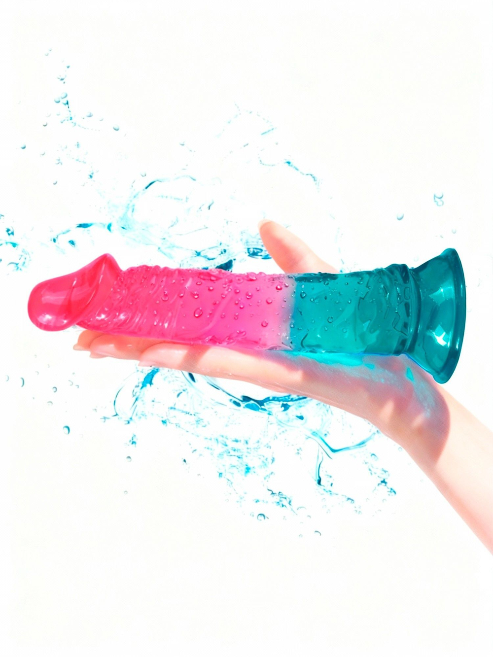 Яркий двухцветный фаллоимитатор с присоской (Цвет: разноцветный)