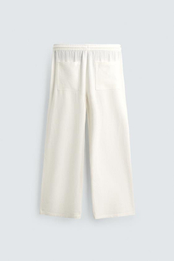 ZARA БРЮКИ RELAXED FIT В КЛЕТКУ, БЕЛЫЙ