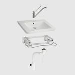 Комплект (Раковина МГН, пневматическое крепление, смеситель, сифон) NOFER H12 белый