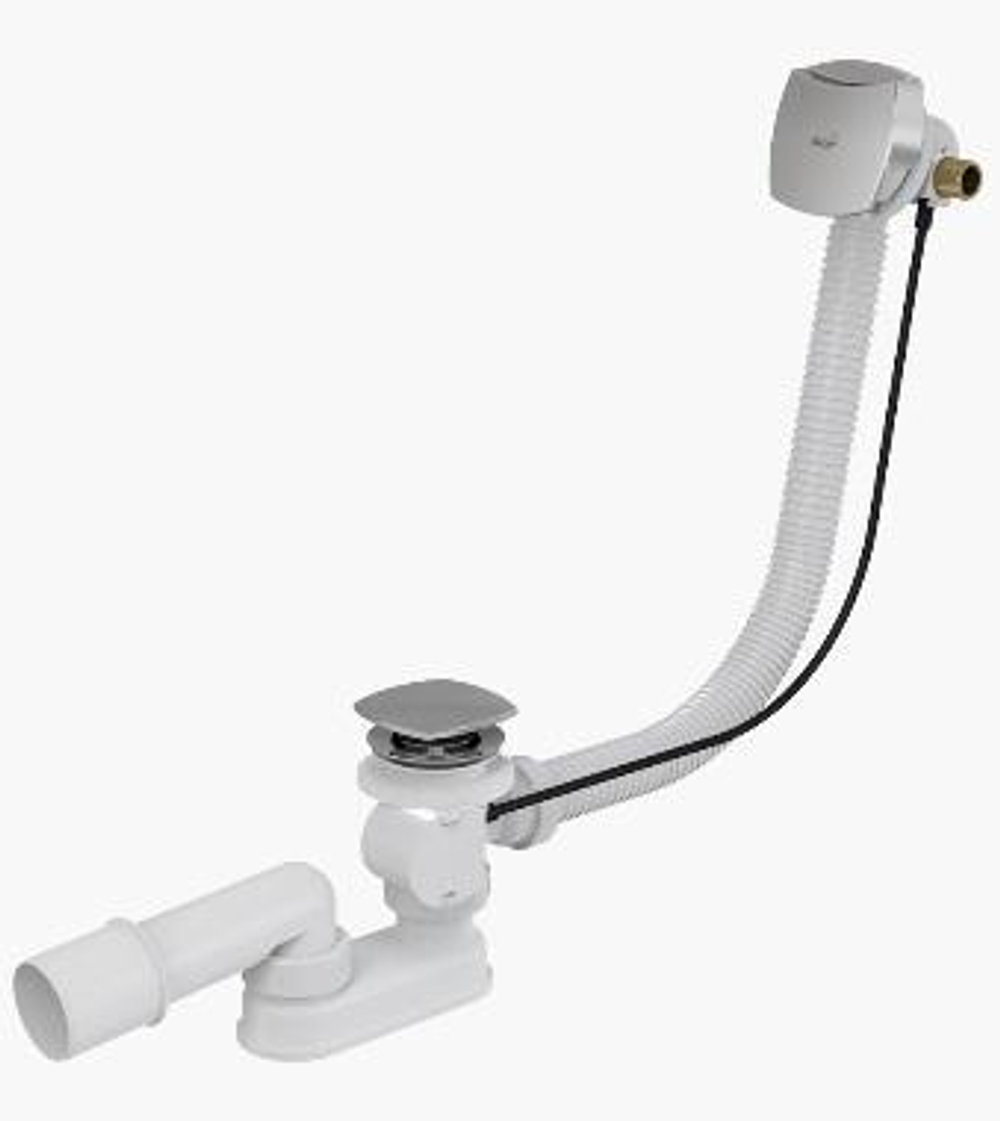 Сифон A564CRM2 для ванны с напуском воды через перелив пластик/металл