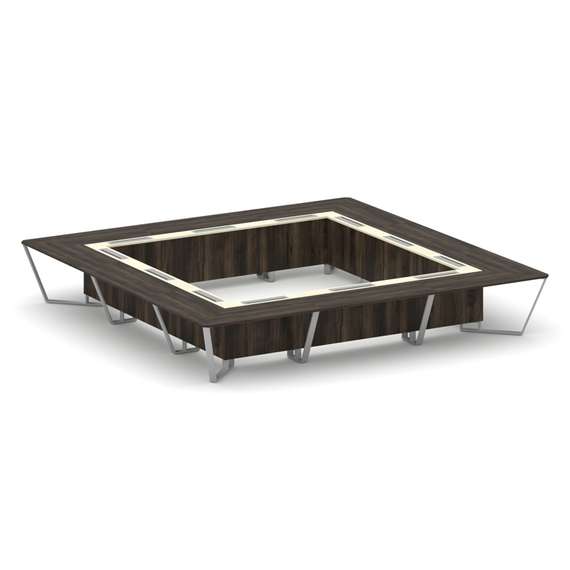 Steel Meet Стол переговорный квадратный KMK-PR.B.SP-24K Дуб Мали/Ваниль Глянец/Металл Серый 4800*480