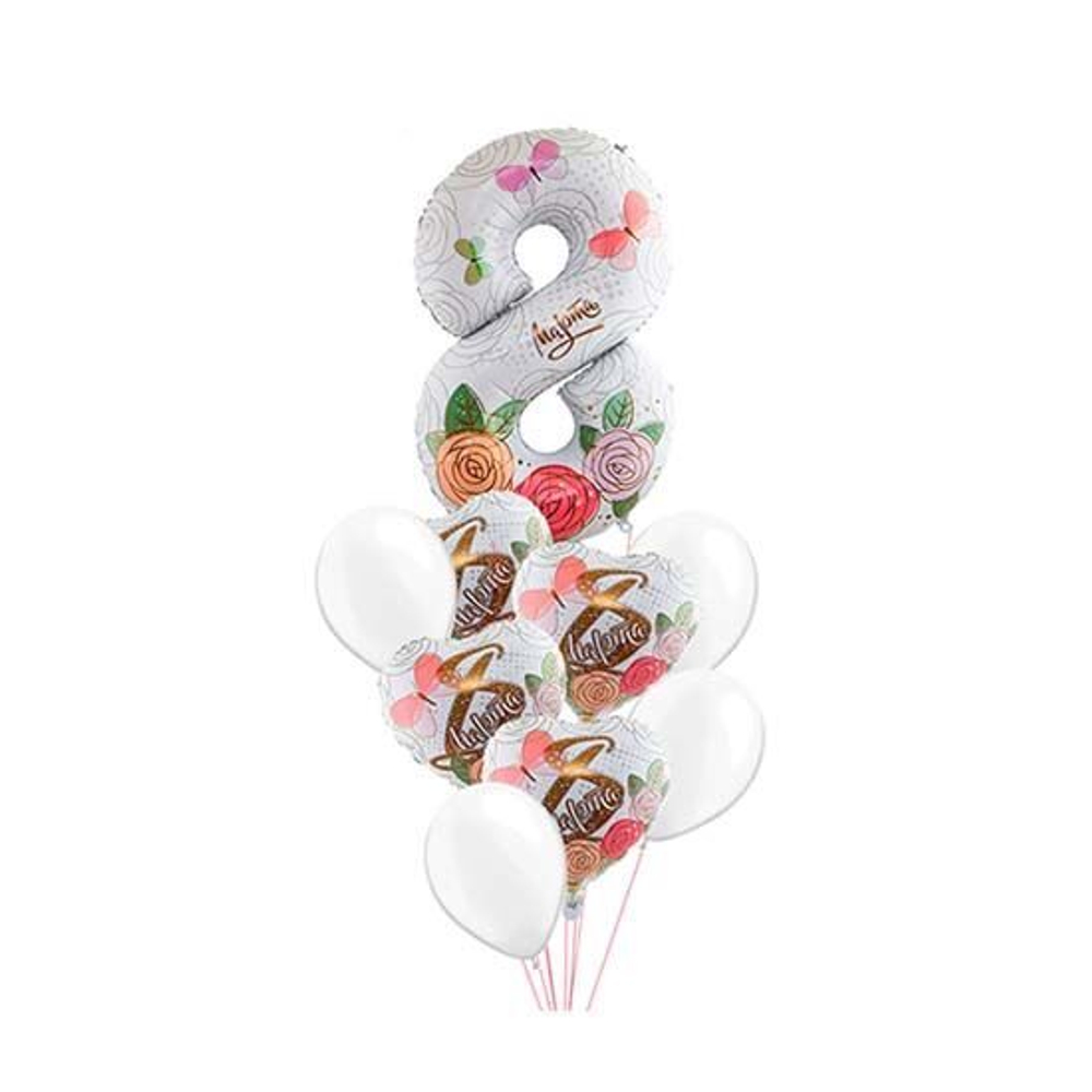 Композиция на 8 Марта с шаром-цифрой