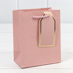 Пакет подарочный 12х15х7см Премиум "Узор" (Розовый)