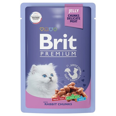 Brit Premium Kitten консервы для котят с кроликом в желе 85 г (пакетик)