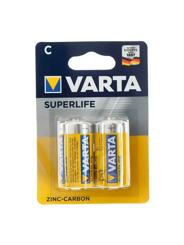 Батарейка солевая Varta SuperLife R14-2BL