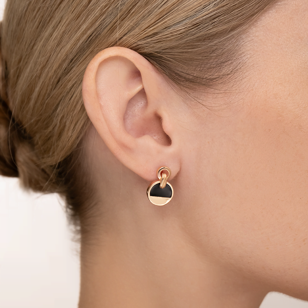 Серьги с английским замком из красного золота с ониксом