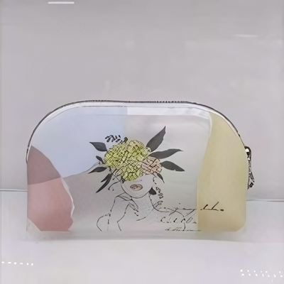 Косметичка овальная «Glamour - Лилия «, цвет желтый/розовый , 20*12*6см