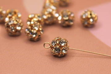 Бусина круглая 8 мм блеск позолота