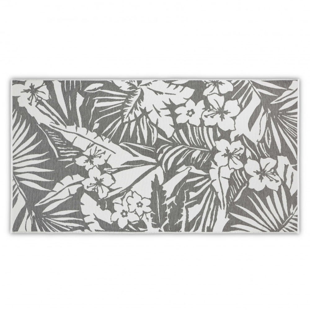 Полотенце пляжное 100x180 L'appartement Floral white/anthracite белый/темно-серый