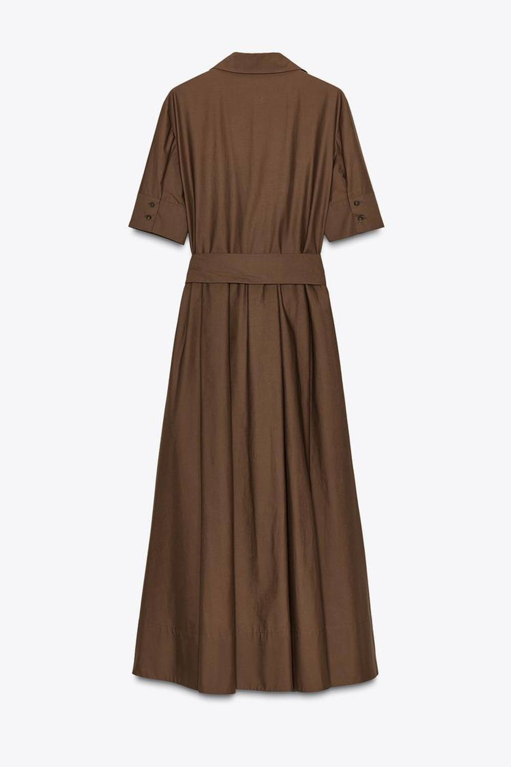 ZARA ПЛАТЬЕ ИЗ ПОПЛИНА — ZW COLLECTION, КОРИЧНЕВЫЙ