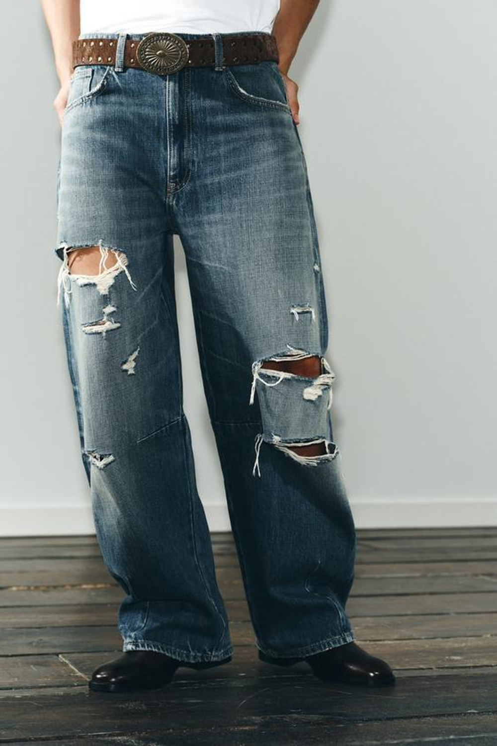 ZARA ДЖИНСЫ TRF BAGGY BALLOON СО СРЕДНЕЙ ПОСАДКОЙ, ИНДИГО