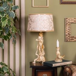 Настольная лампа Флора Айвори с абажуром Тюссо Vatican (Ватикан) Латте