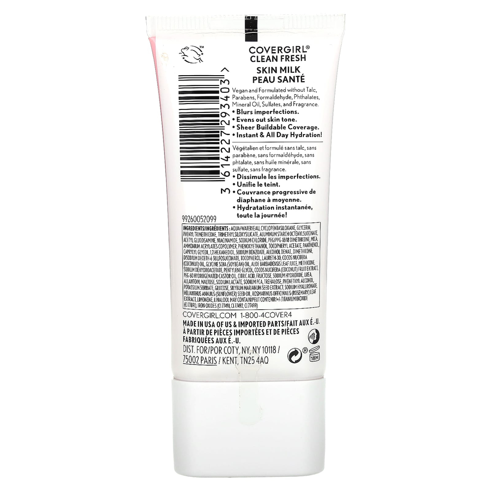 Covergirl, Clean Fresh, Skin Milk, питательный тональный крем, 510 фарфоровый, 30 мл (1 жидк. унция)