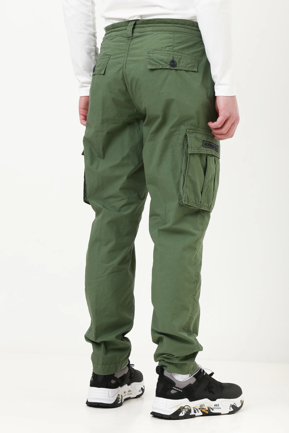 Брюки муж. карго AERONAUTICA 1515 зеленый тонкий хлопок