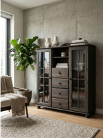 Сервант шкаф 113х32х128, Бритта, деревянный витрина для посуды напольный, в столовую, гостиную, детскую, массив сосны, Dipriz