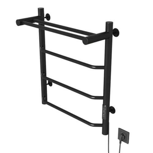 Полотенцесушитель MIXLINE MIRA  60х50 (таймер, 251Вт, 3 перекладины + ПОЛКА) электрический ЧЕРНЫЙ