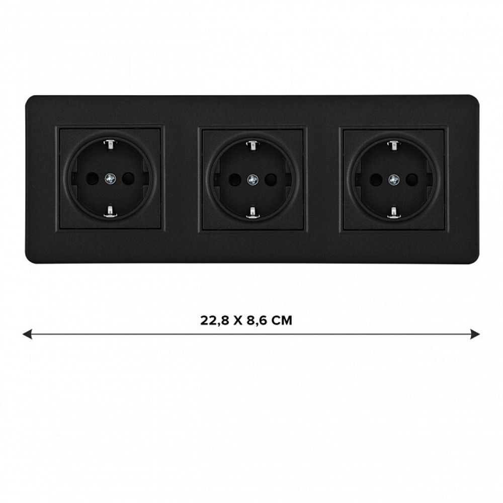 Розетка с заземлением и со шторкой Arte Milano SET16-3 SET16-3-40-1x3 black